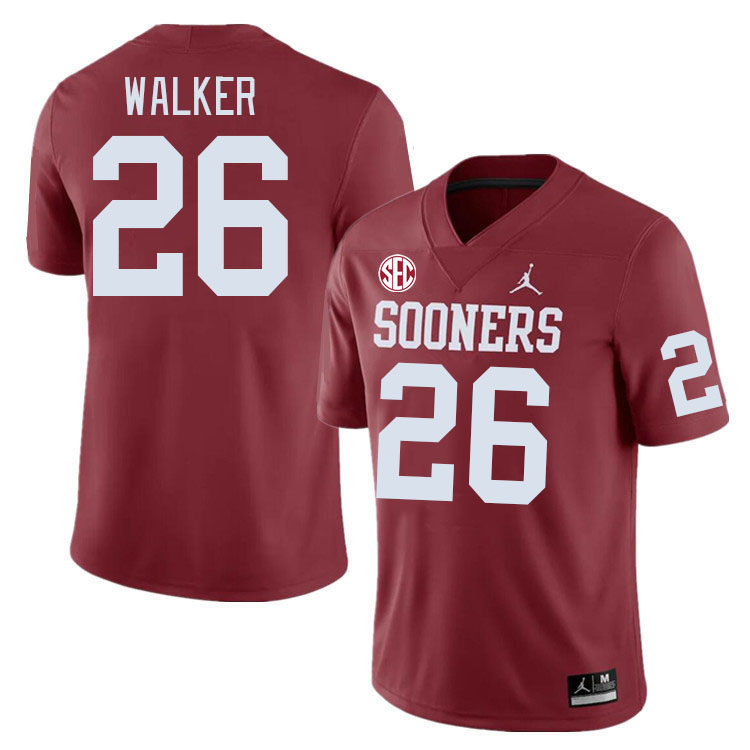 #26 Kani Walker Oklahoma Sooners 2024 SEC Conference College Football Jerseys-Crimson